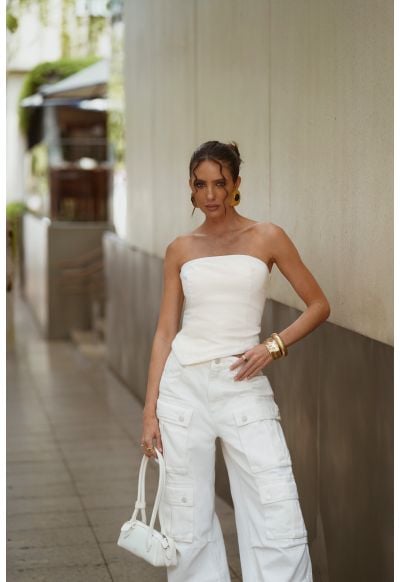 Top Barra Assimétrica Off White