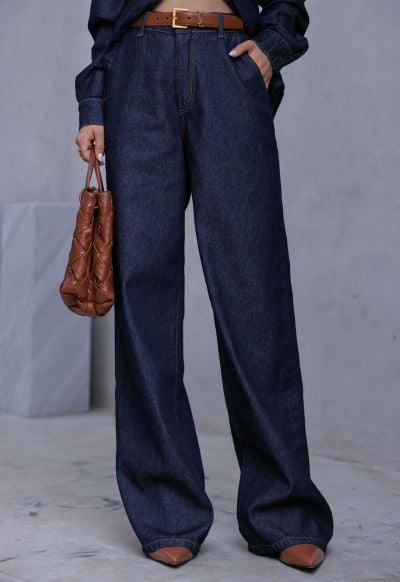 Calça Wide Leg Bast Claro Raw Denim