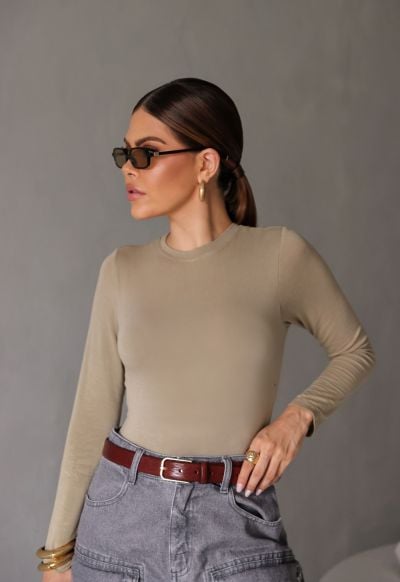 Blusa Manga Longa Sense Verde Oliva