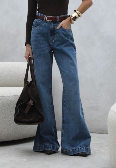 Calça Flare Essence Médio Nebulizado