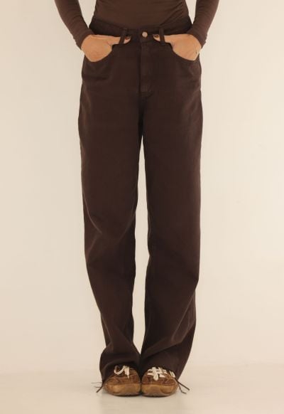 Calça Wide Leg Essentials Marrom