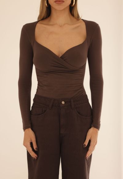 Blusa Manga Longa Madeleine Marrom