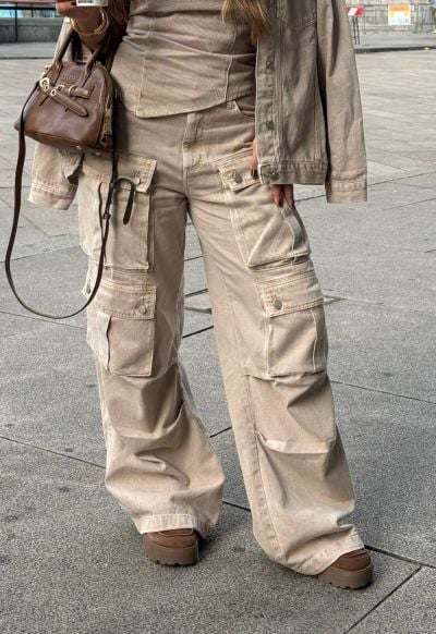 Calça Cargo Utility Bege Marmorizado