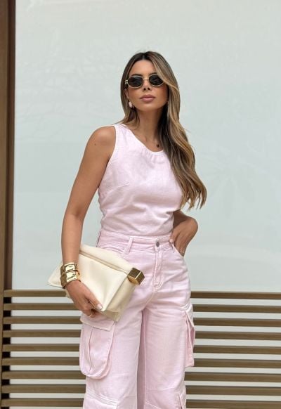 Blusa Amarração Ella Rosa Claro