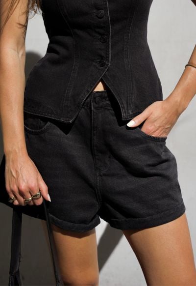 Short Mom Barra Virada Black
