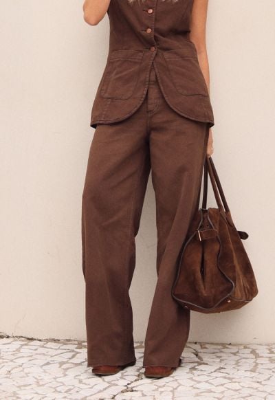 Calça Wide Leg Marrom Coffee
