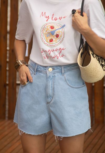 Short Mom Barra a Fio Claro