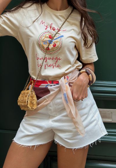 Short Mom Barra a Fio Off White