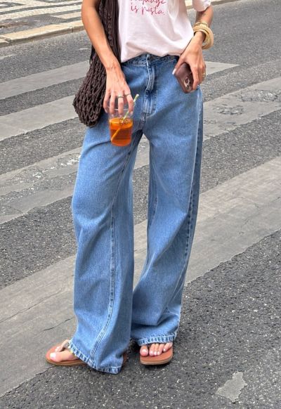 Calça Wide Leg Coast Médio Nebulizado