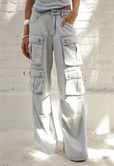 Calça Cargo Utility Dirty Wash Claro