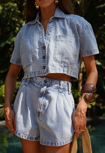 Short Cós Elástico Azzurra Claro Marmorizado