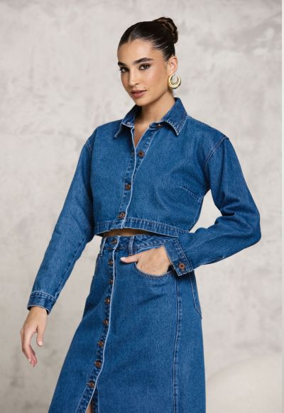 Camisa Cropped Manga Longa Médio Nebulizado