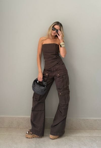 Calça Cargo Utility Marrom Coffee