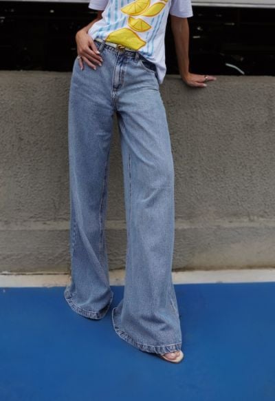 Calça Pantalona Palazzo Alta Médio