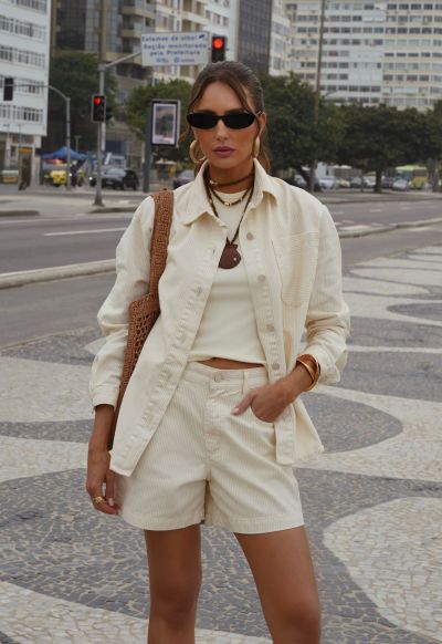 Camisa Ampla Stripes Coast Amarelo