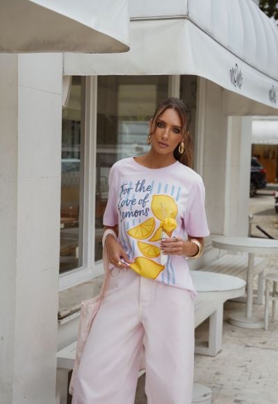 T-shirt Citrus Stripes Rosa Celeste
