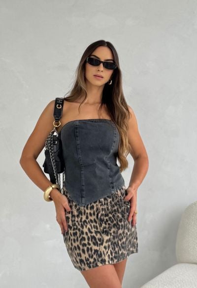 Top Barra Assimétrica Stone Black