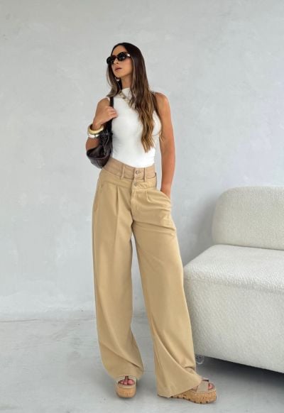 Calça Wide Leg Flow Desertico