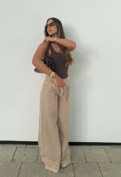 Calça Pantacourt Amalfi Bege Marmorizado