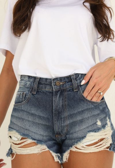 Short Alto Essentials Destroyed Escuro