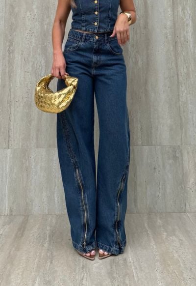 Calça Balloon Soft Zíper Dirty Wash