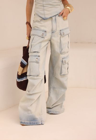 Calça Cargo Utility Dirty Wash Claro