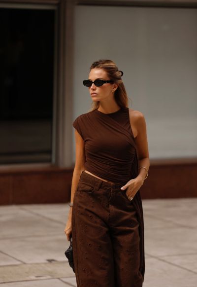 Blusa Transpassada Flow Marrom Coffee