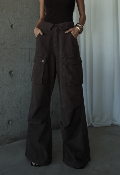 Calça Cargo Cós Virado Marrom Coffee